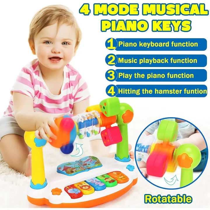 Baby Piano Toys Kids Rotating Keyboard With Light Sound