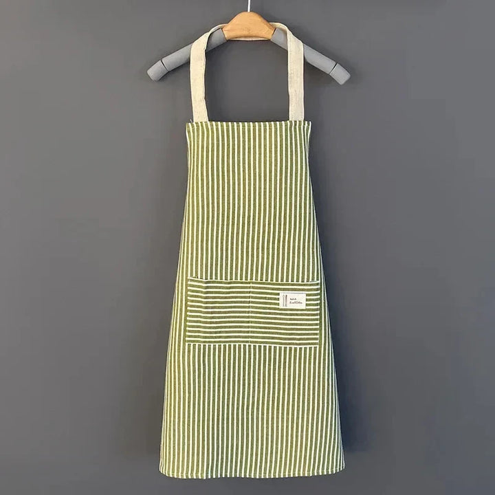 Kitchen Apron Linen Striped Hanging Neck Apron Japanese Style Cooking Gardening Fall 2025 Breathable Adjustable
