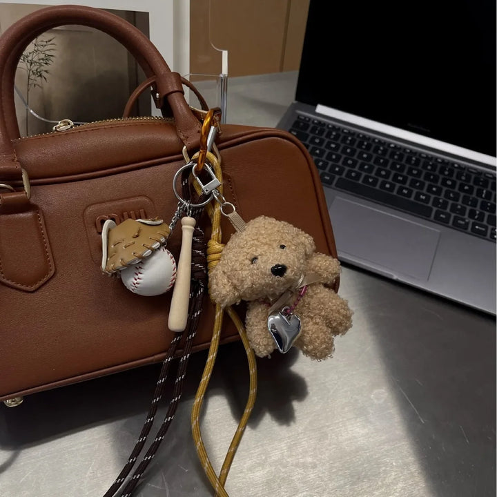 Plush Baseball Dog Key Chain Bag Charm Sport Cute Accessory