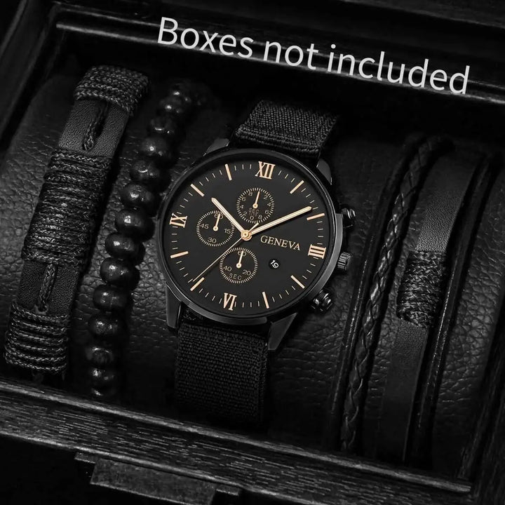 Quartz Watch And Bracelet Set Nylon Band Casual Gift
