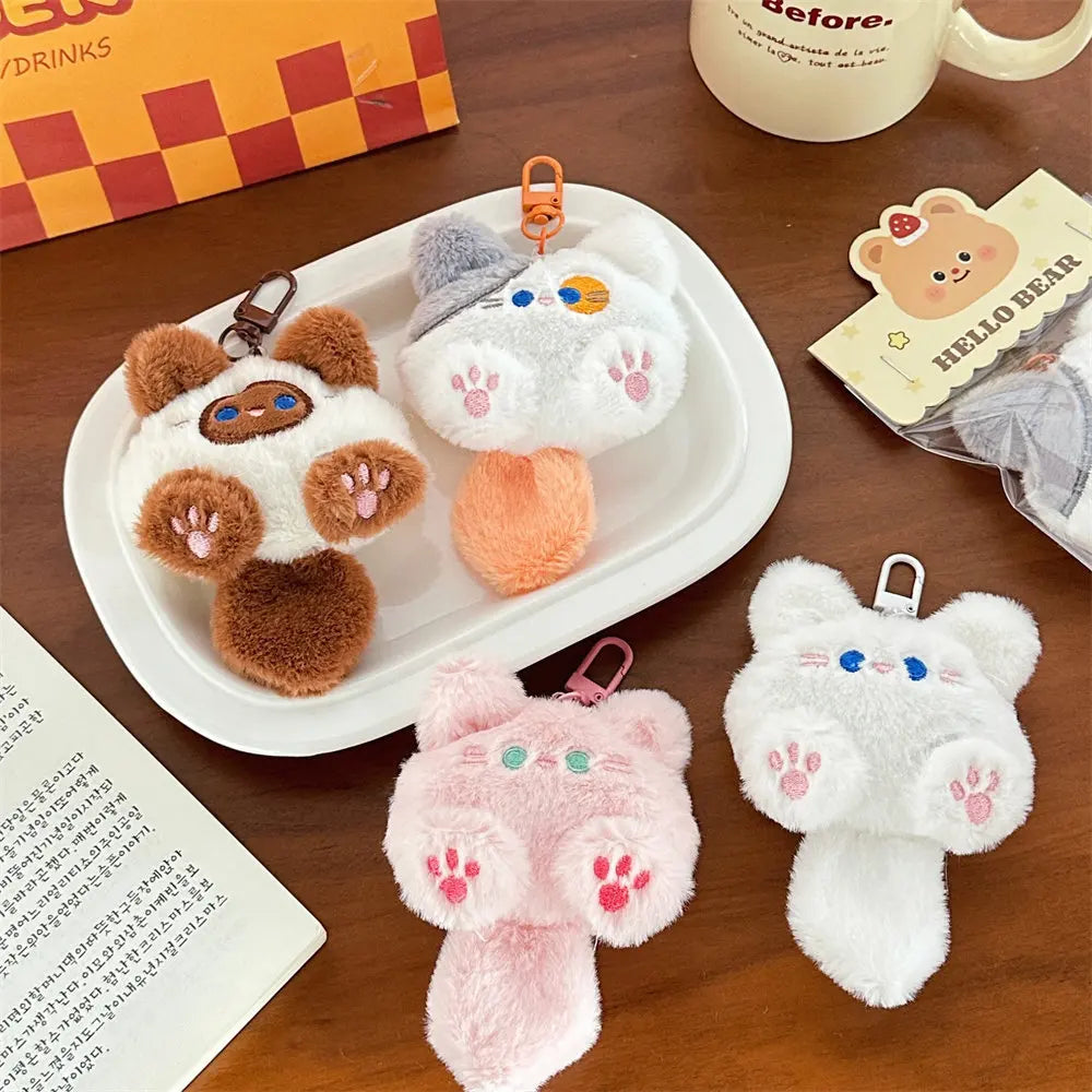 Plush Cat Keychain Cute Rabbit Fur Bag Charm Gift Decor