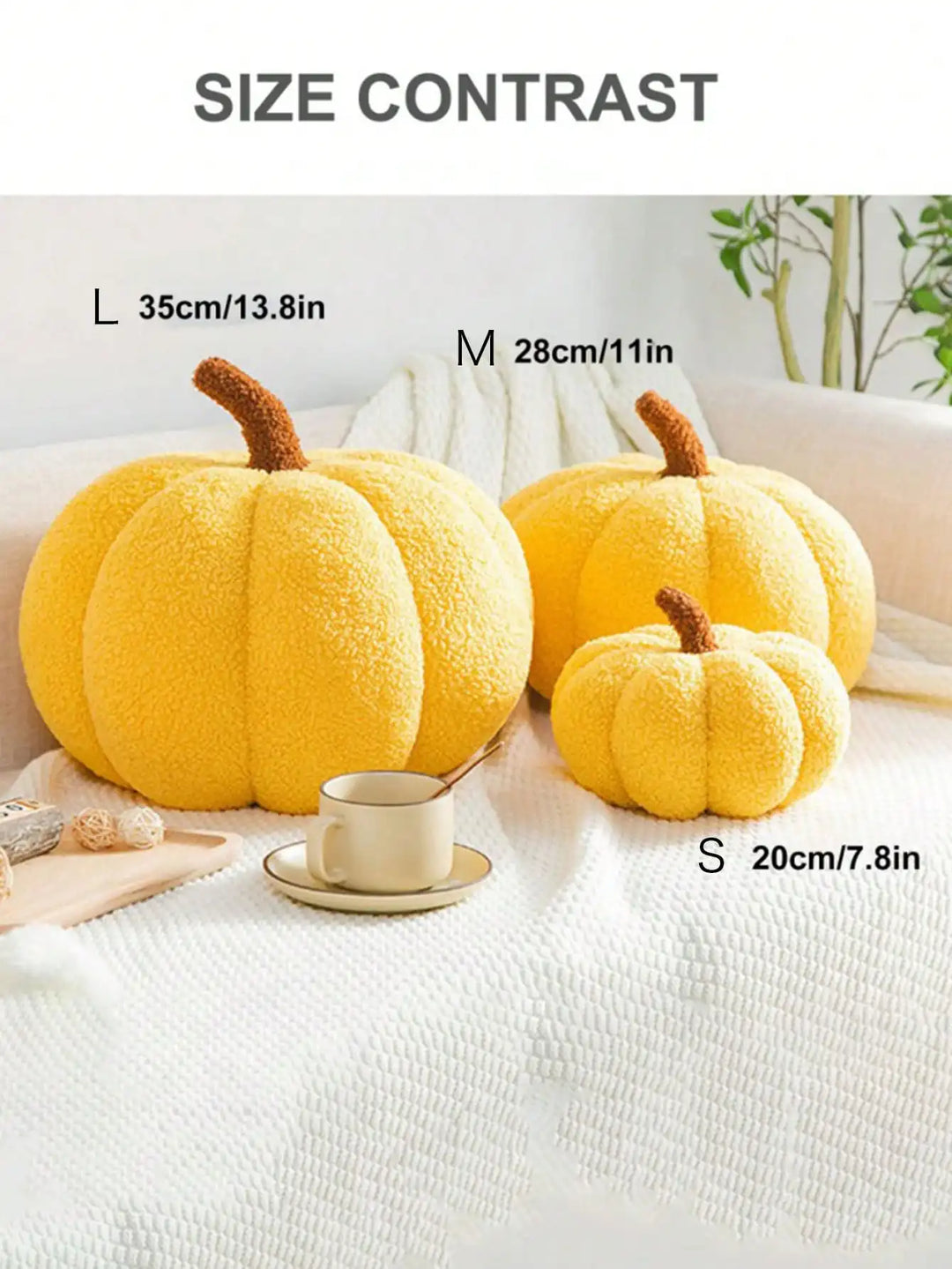 Plush Pumpkin Cushion – Cozy Sherpa &amp; Boucle Throw Pillow for Fall &amp; Halloween Home Decor, Ideal Gift for Kids and Babies