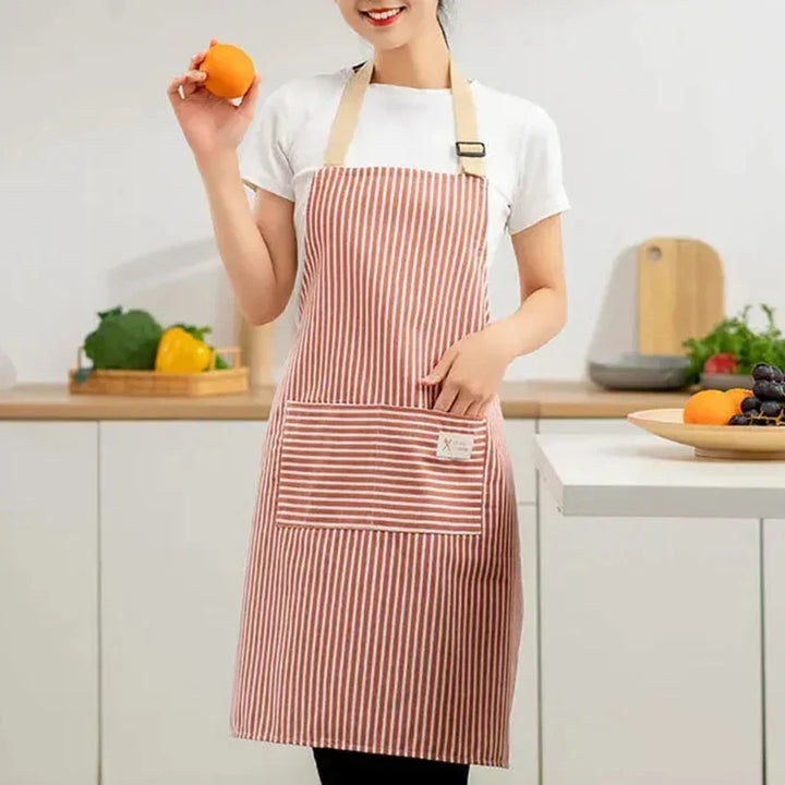 Kitchen Apron Linen Striped Hanging Neck Apron Japanese Style Cooking Gardening Fall 2025 Breathable Adjustable