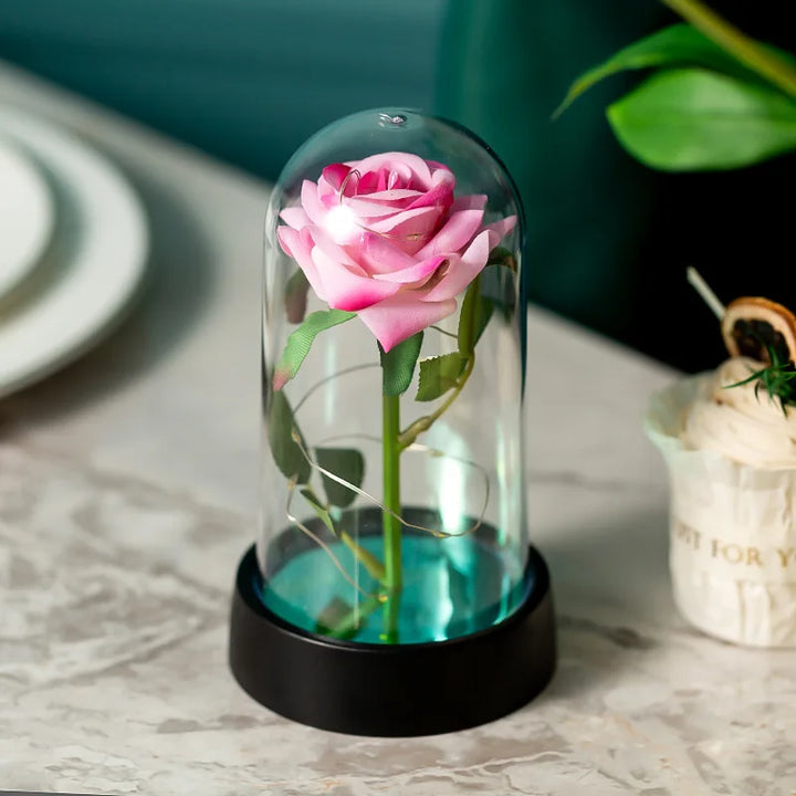LED Rose Glass Cover Ornament - Romantic Valentine&