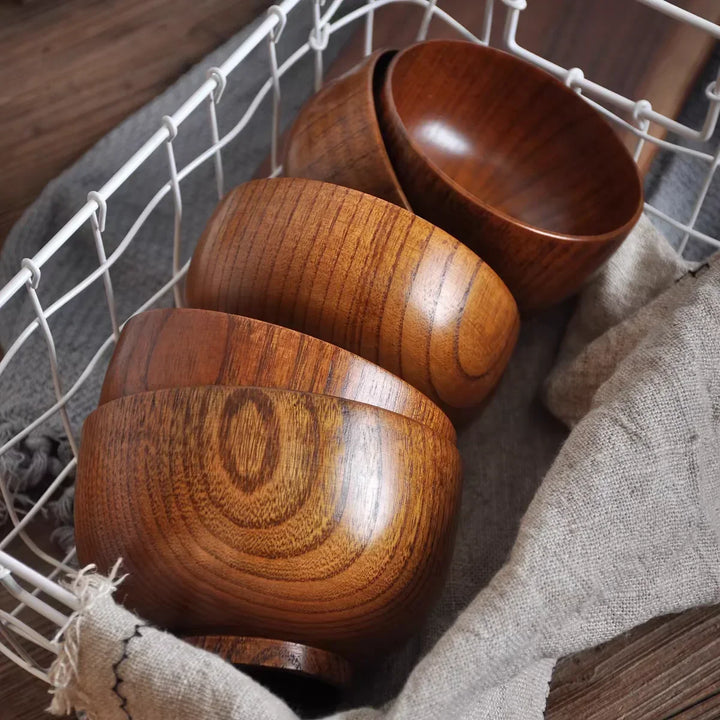 Jujube Wood Soup Bowls Solid Wooden Japanese Bowls
