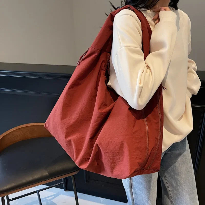 Lightweight Versatile Women Shoulder Bag - Slouchy Nylon