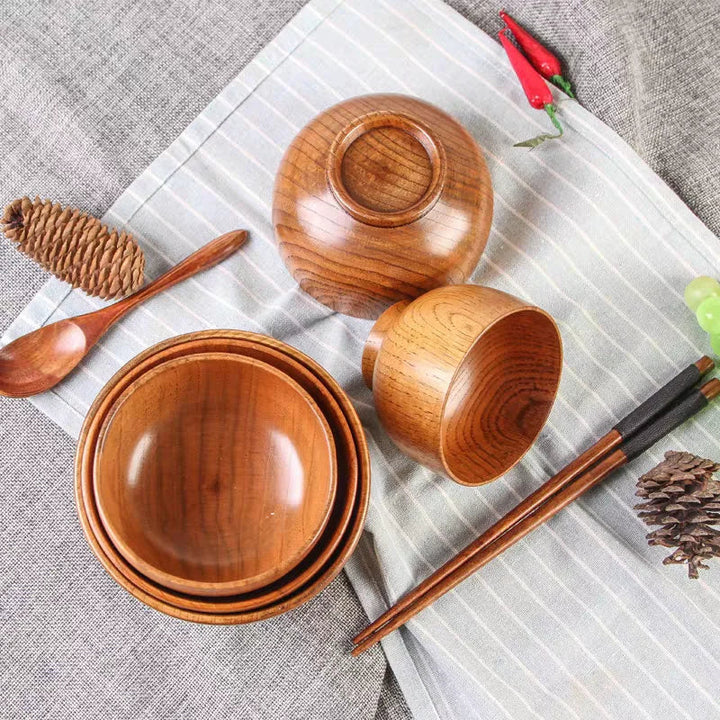 Jujube Wood Soup Bowls Solid Wooden Japanese Bowls
