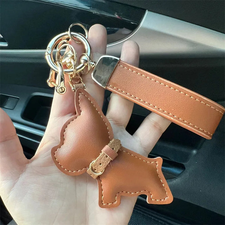 Leather Dog Keychain Car Charm Bag Hanging Accessory