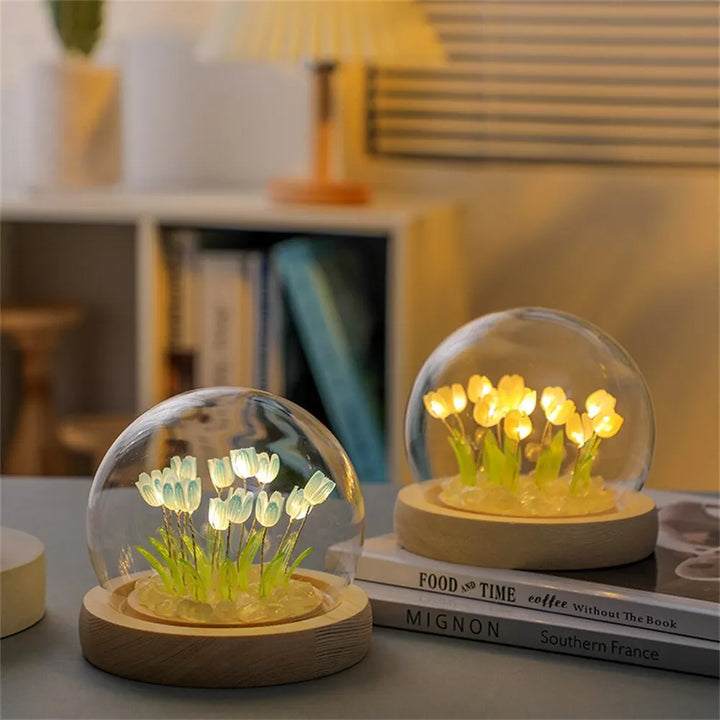Handmade LED Tulip Flower Night Light - DIY Decorative Lamp for Bedroom, A Perfect Valentine&