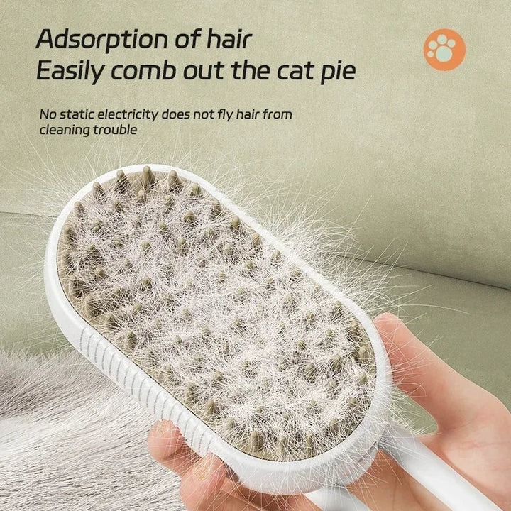 3 In1 Dog Cat Steamy Brush Spray Massage - Bath Brush &amp; Hair Removal Tool