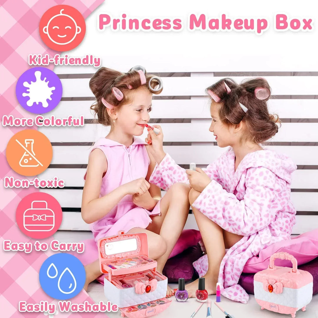 Kids Makeup Kit Pink And White Case Makeup Toy Set TikTok Viral Fall 2025 Gift Washable