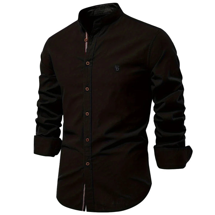 Cotton Long Sleeve Shirt for Men - Solid Color Casual Wear, High Quality