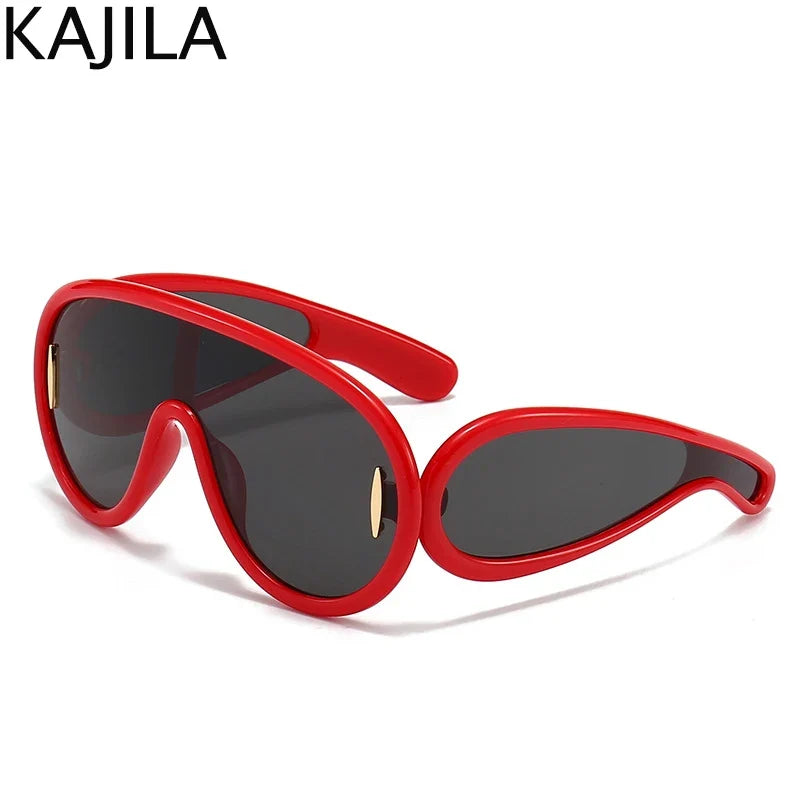 Sunglasses White Frame Oversized Wave Mask Goggles Y2K Punk Steampunk Eyewear TikTok Viral 2026
