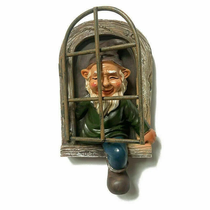 Garden Gnome Resin Statue Naughty Elf Window Hugger Fairy Tale Garden Decor Fall 2026 Gift Idea