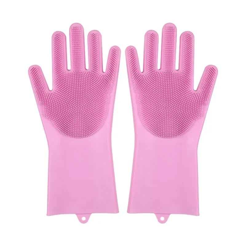 Silicone Dishwashing Gloves with Scrubber - Eco-Friendly Household Cleaning Tool