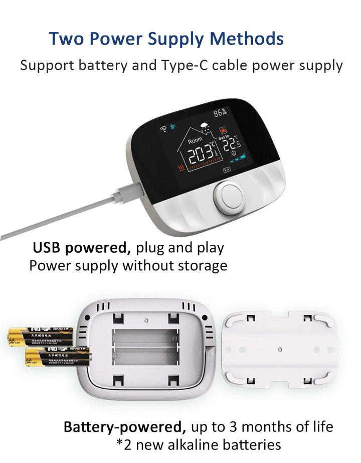 Smart Thermostat Wireless RF433 Floor Heating Control For Gas Boiler Tuya App USB Powered Fall 2025 Energy Saving