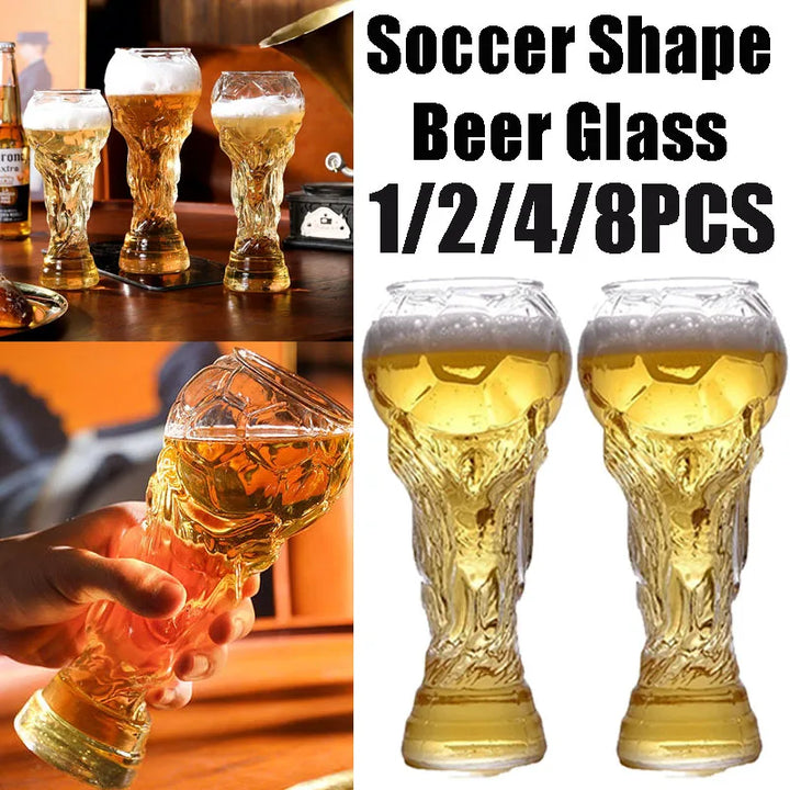 Beer Glass Cup Soccer Themed Premium Trophy Style For Man Cave Decor Fall 2026 Gift For Football Fans