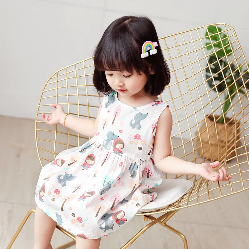 Soft girls’ dress - sleeveless a-line, assorted prints and patterns, cotton, for summer wear