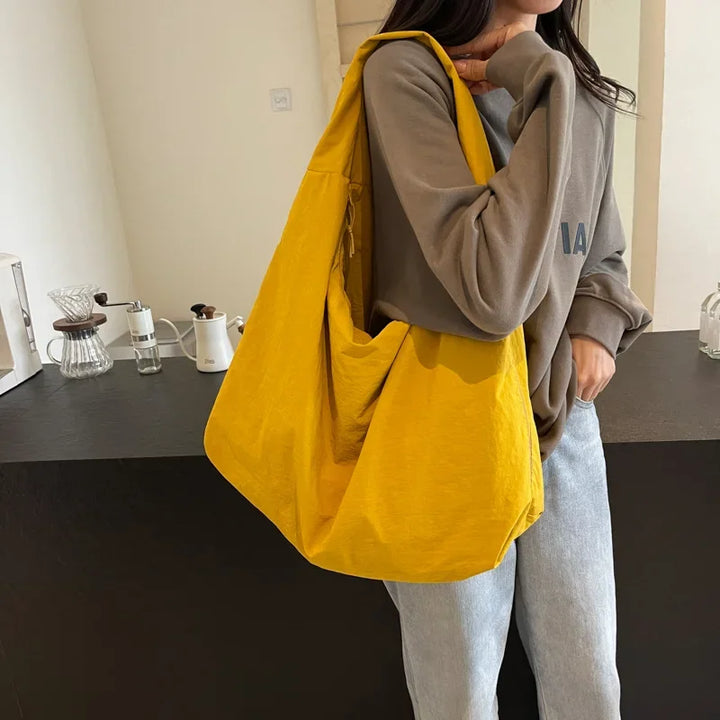 Lightweight Versatile Women Shoulder Bag - Slouchy Nylon