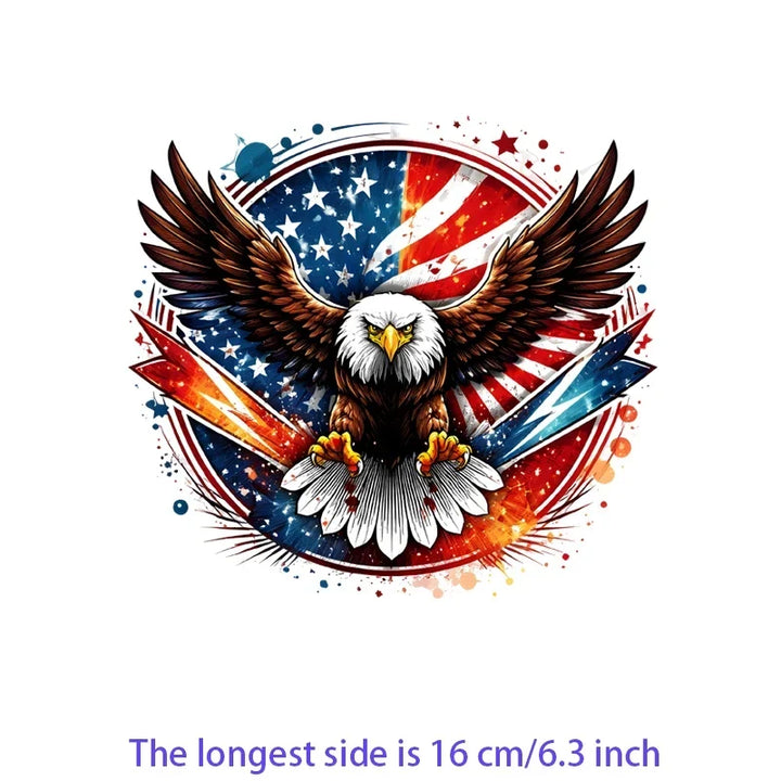 Iron On Patches USA Flag Bald Eagle Heat Transfer Set Patriotic 4th Of July DIY Clothing Decor 2026