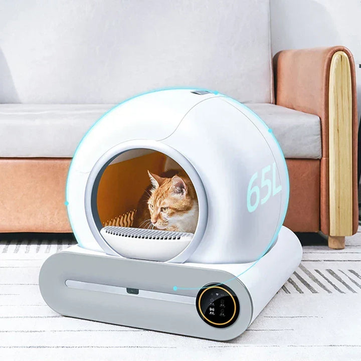 Automatic Cat Litter Box 65L Capacity Self Cleaning Fully Enclosed Cat Toilet Odor Control Smart Home 2025