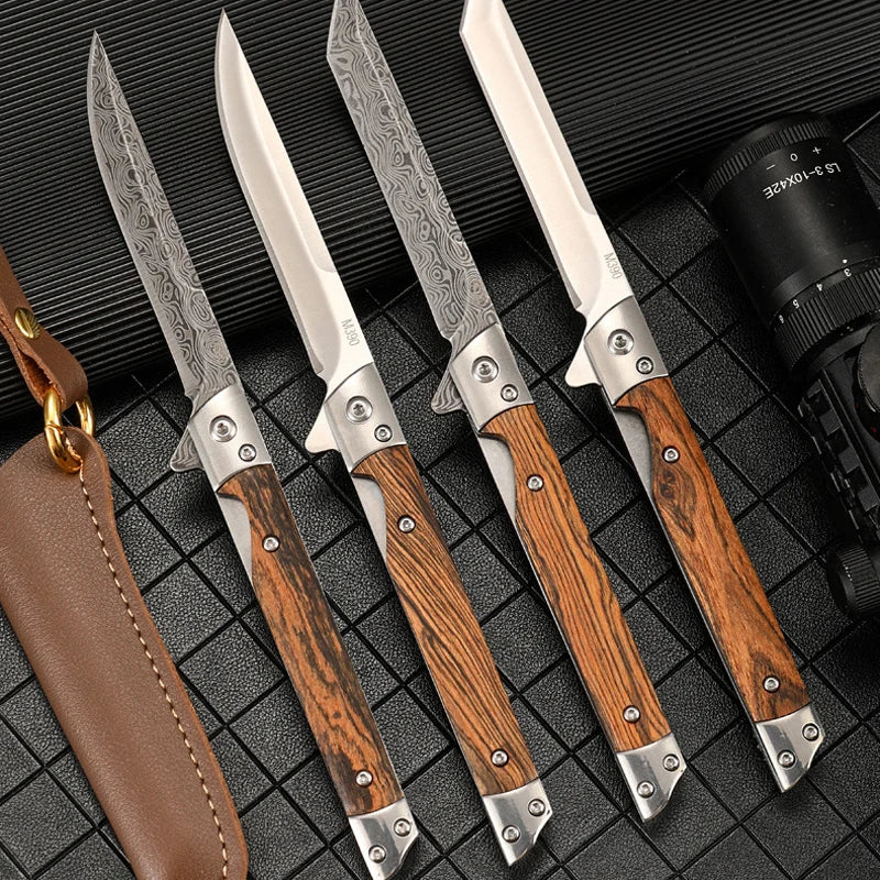 Damascus Pattern Folding Pocket Knife Stainless Steel – Outdoor Camping Multi-Purpose EDC 2026
