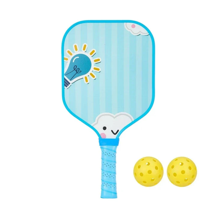 Lightweight Kids Pickleball Paddles Set with Small Grip, Honeycomb Core, Fiberglass, Ages 6-12, Includes 2 Paddles and 2 Balls