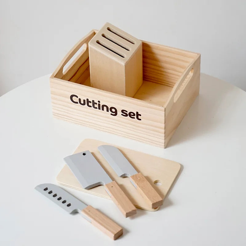 Wooden Kids Kitchen Playset with Cutting Food Accessories - Fruits, Vegetables &amp; Bakery Toys