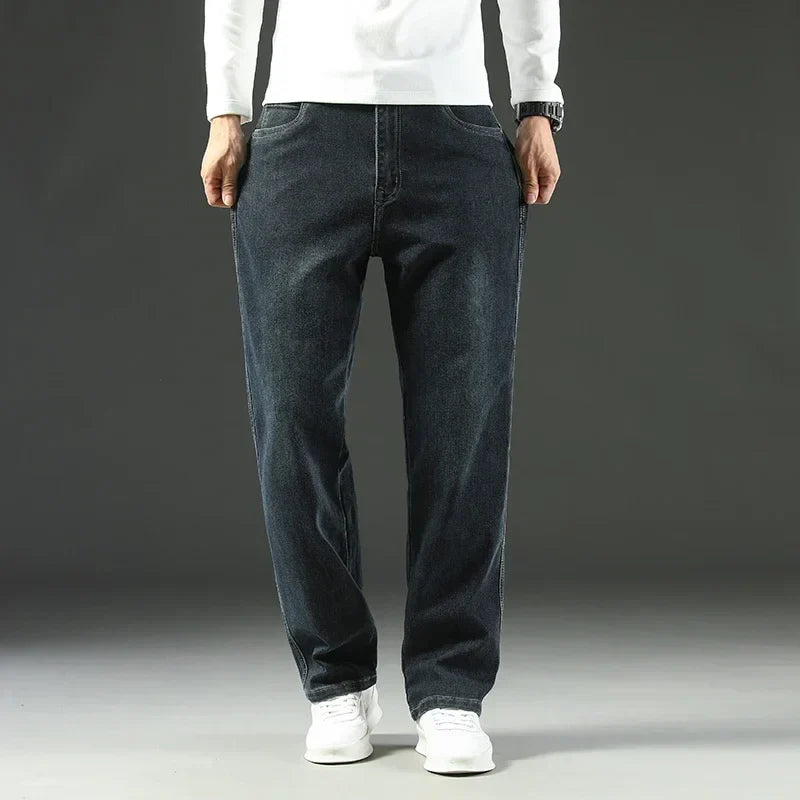 Stretchy Men’s Jeans - Wide Leg, Cotton, Business Casual