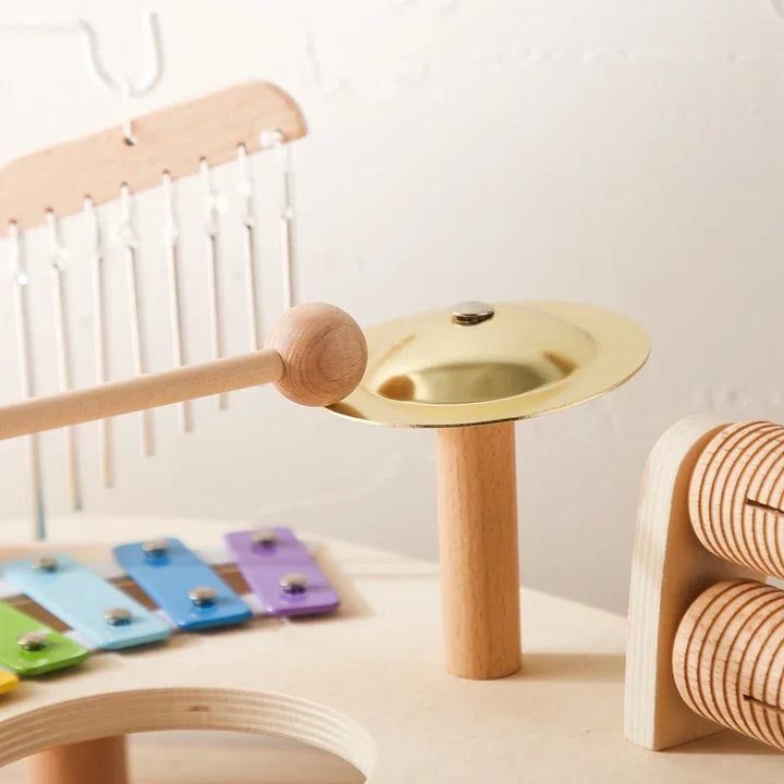 Baby Educational Toys Wooden Xylophone Bells - Montessori Music Table for Newborn Birthday Gifts
