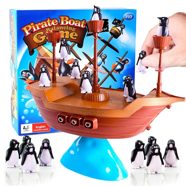 colourful Pirate Ship Balance Game - Fun Penguin Puzzle for Kids, Parent-Child Interaction, Ideal Birthday Gift