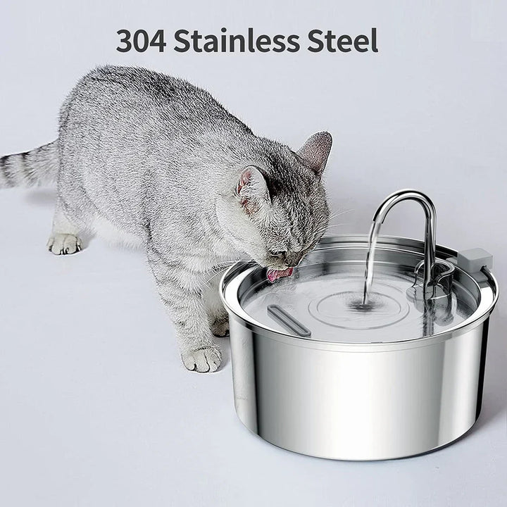 Stainless Steel Automatic Pet Water Fountain USB Mute Dog Cat Filter Bowl
