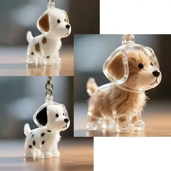 Dog Hair Keepsake Keychain Pendant Clear Resin Charm