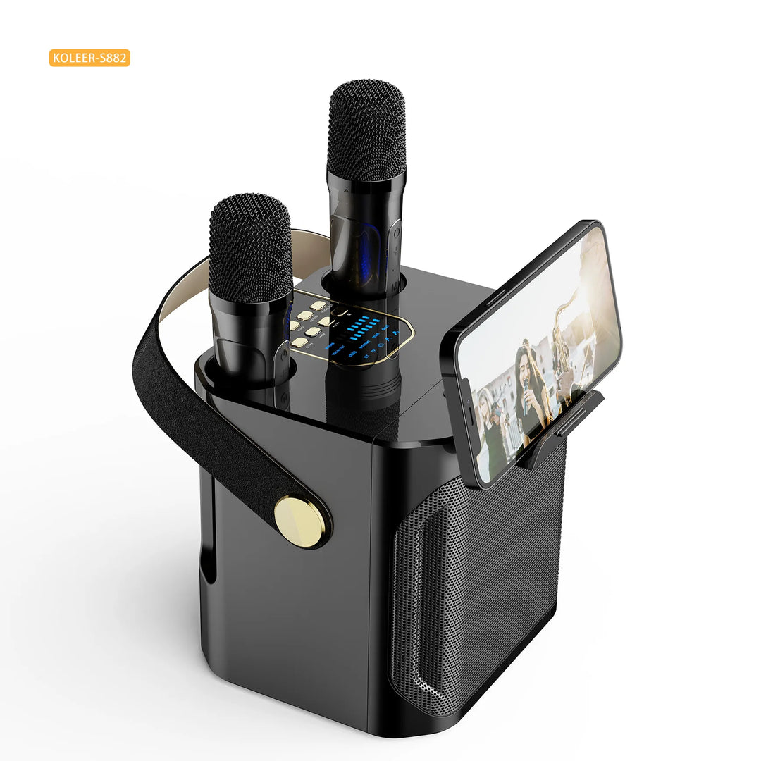 Karaoke Bluetooth Speaker Portable 360 Stereo Waterproof System With 2 Microphones Fall 2025 Trend Perfect For Parties