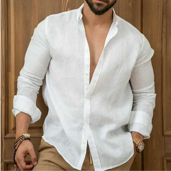 Lightweight Linen Beach Shirt for Men, Breathable Summer Casual Wear, Relaxed Fit