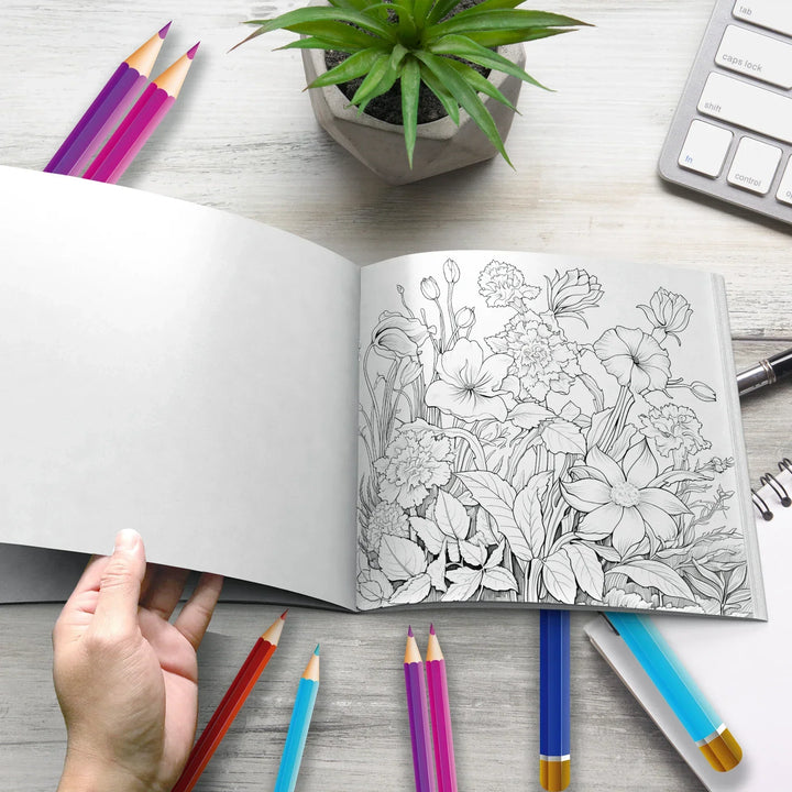 Art colouring Book 20 Page Flower Graffiti Style Fall 2025 Trend Stress Relief Gift