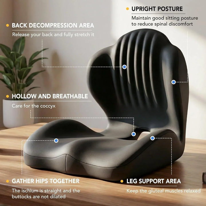 Memory Foam Seat Cushion – Ergonomic Lumbar Support for Office Chair and Car, Stress Relief