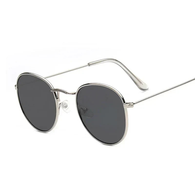 Vintage Small Round Sunglasses for Women - Classic Retro Mirror Fashion Shades Lunette De Soleil