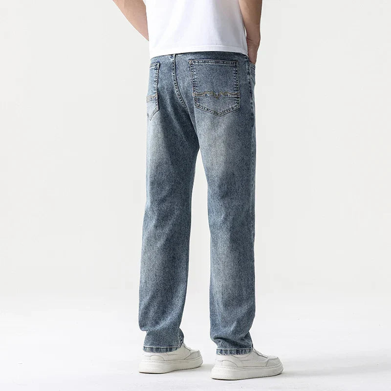 Oversized Men’s Wide Leg Jeans - Straight Lyocell, Casual