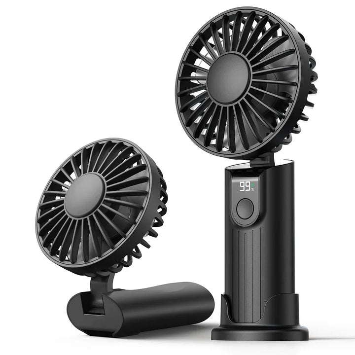2400mAh/5000mAh Mini Portable Fan USB Rechargeable 3 Speeds, Handheld Pocket Fan with Lanyard &amp; Base, Foldable Desk Fan