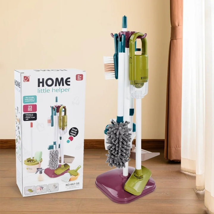Kids Pretend Play Cleaning Set - Broom &amp; Vacuum Toy for Boys and Girls, 23-Piece Sanitation Fun