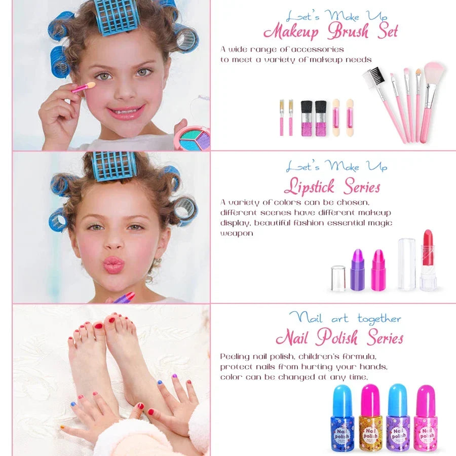 Kids Makeup Kit Toy Set Washable Pretend Play Makeup Back To School 2025 Gift Idea
