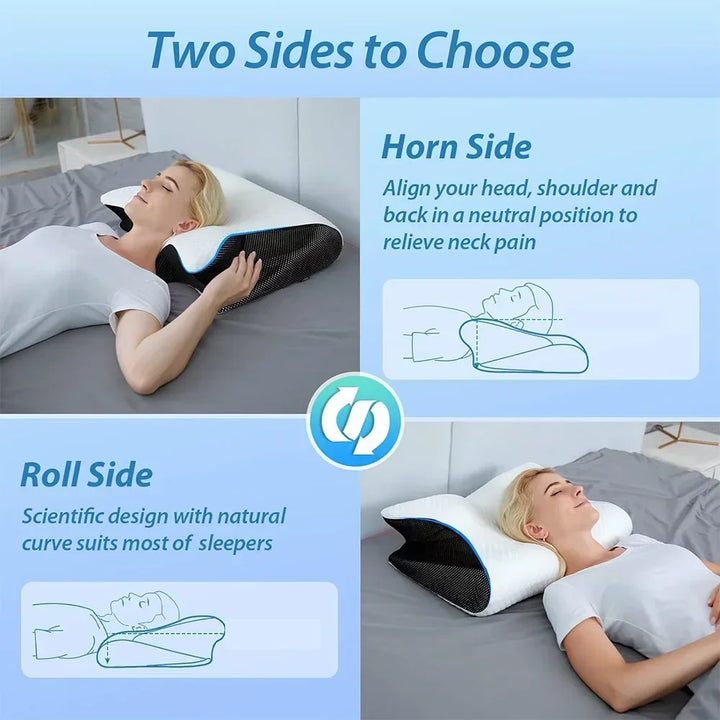 Memory Foam Cervical Neck Pillow Orthopaedic Slow Rebound Support for Sleep &amp; Relaxation