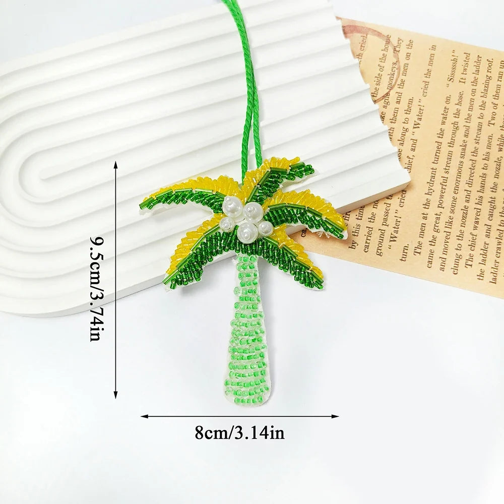 Coconut Tree Sequin Patch Keyring Bag Pendant Handmade