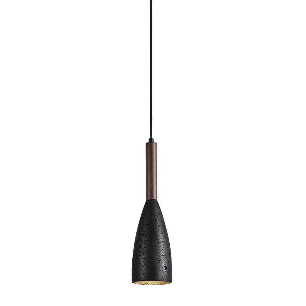Japandi Japanese Pendant Light Wood And Travertine Bedside Lamp