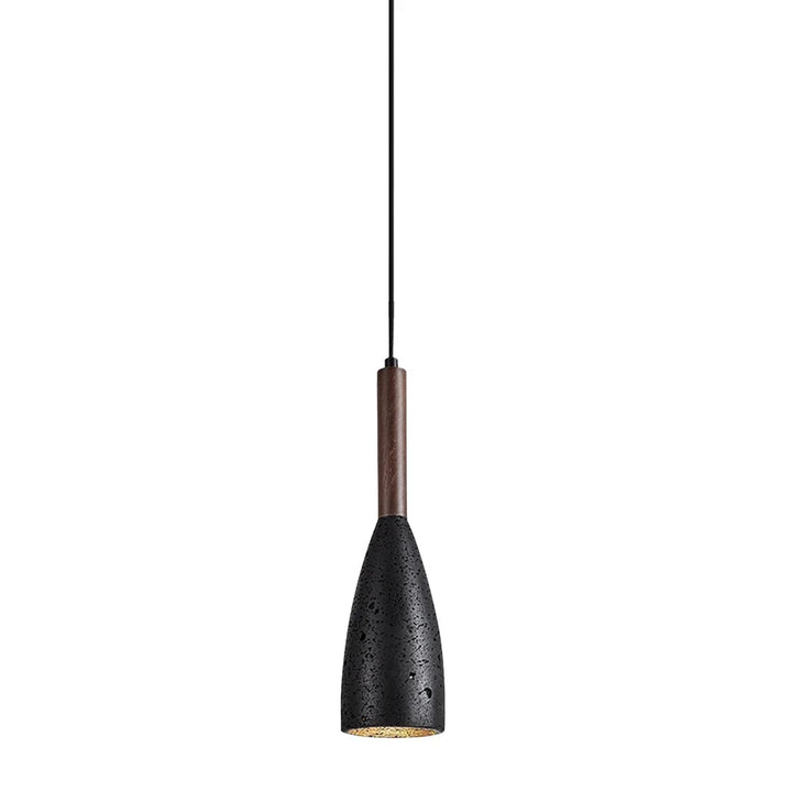 Japandi Japanese Pendant Light Wood And Travertine Bedside Lamp