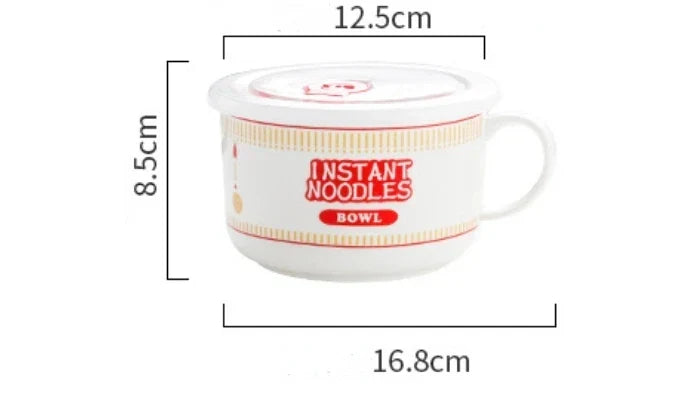 Instant Noodle Bowl Ceramic With Handle And Lid Large