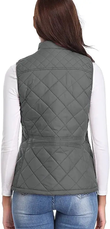 Lightweight Women Quilted Vest - Stand Collar Cotton Winter