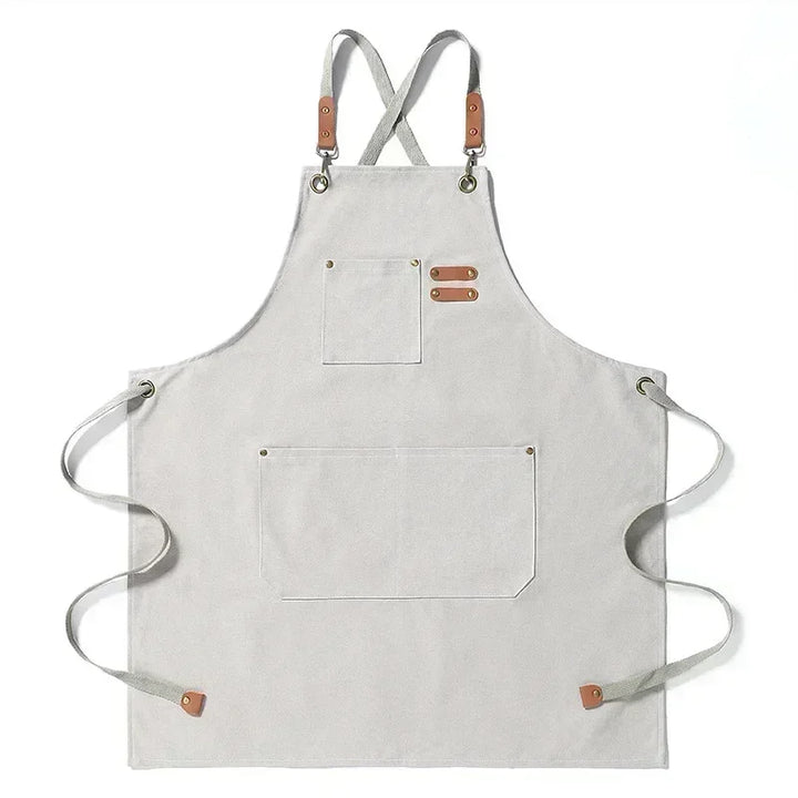 Chef Apron Canvas Crossback Utility Apron With Leather Trim And Pockets Fall 2025 Durable BBQ Workshop