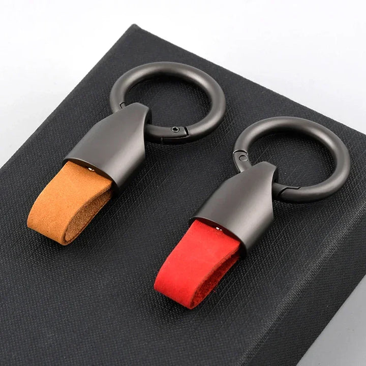 Cowhide Leather Keychain Carabiner Ring Everyday Carry